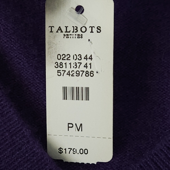 Talbots Petites 100% Cashmere V-Neck Sweater PM Purple Luxury Soft Knit New - Picture 7 of 9